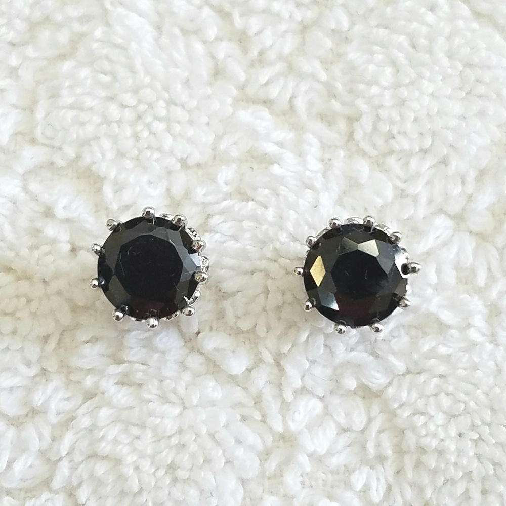 2 Carat Black Round CZ Crown Stud Earrings
